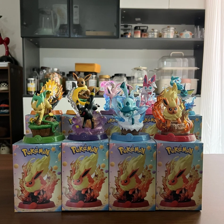 

9pcs/Set Pokemon Eeveelution Figure Set Eevee Sylveon Espeon Glaceon Leafeon Box Anime Figure Toy Children's Birthday Gift