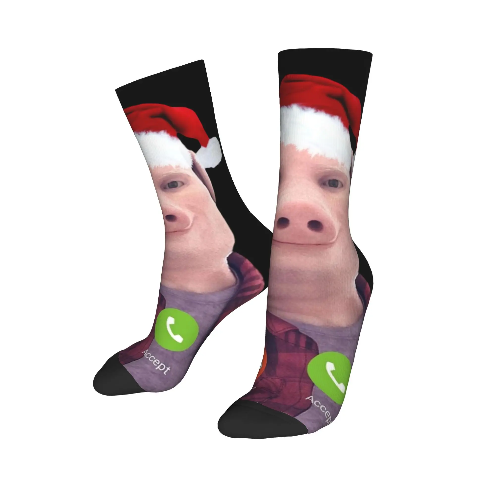 

Рождественские носки John Pork, мужские и женские забавные носки из полиэстера, сумасшедшие весенне-летние, осенне-зимние носки среднего размера, подарок