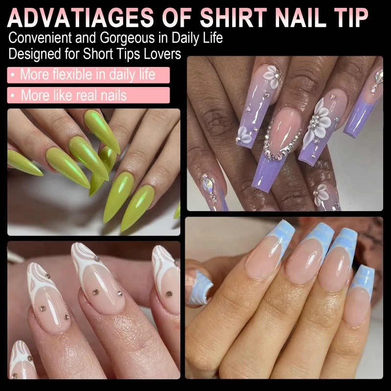 240 piezas de puntas de uñas de gel suave, uñas falsas semi mate, estilo francés, ataúd, almendra, cápsulas de cobertura completa, herramientas de extensión 3