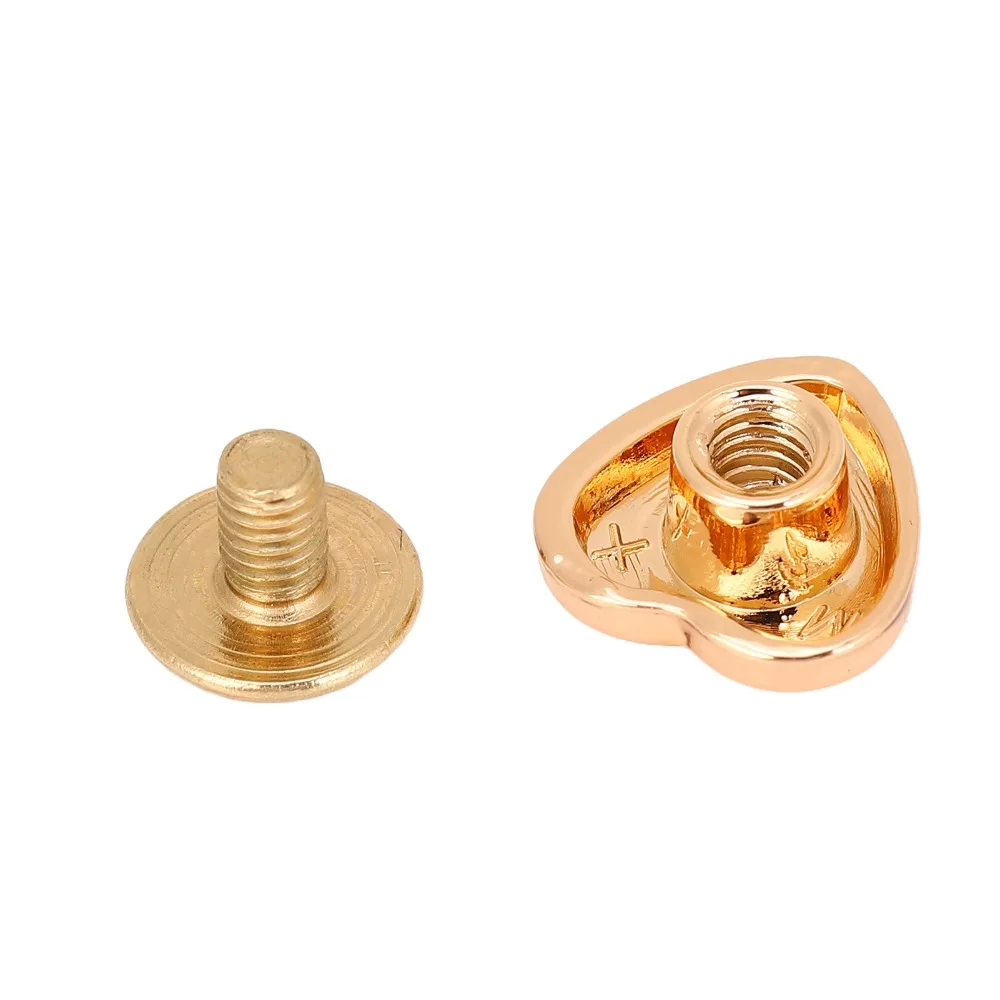 20pcs 14mm Size Decorative Stud Rivets Gold/White/Bronze Color Crossing Screw Heart Shape Rivets Back Stud Design
