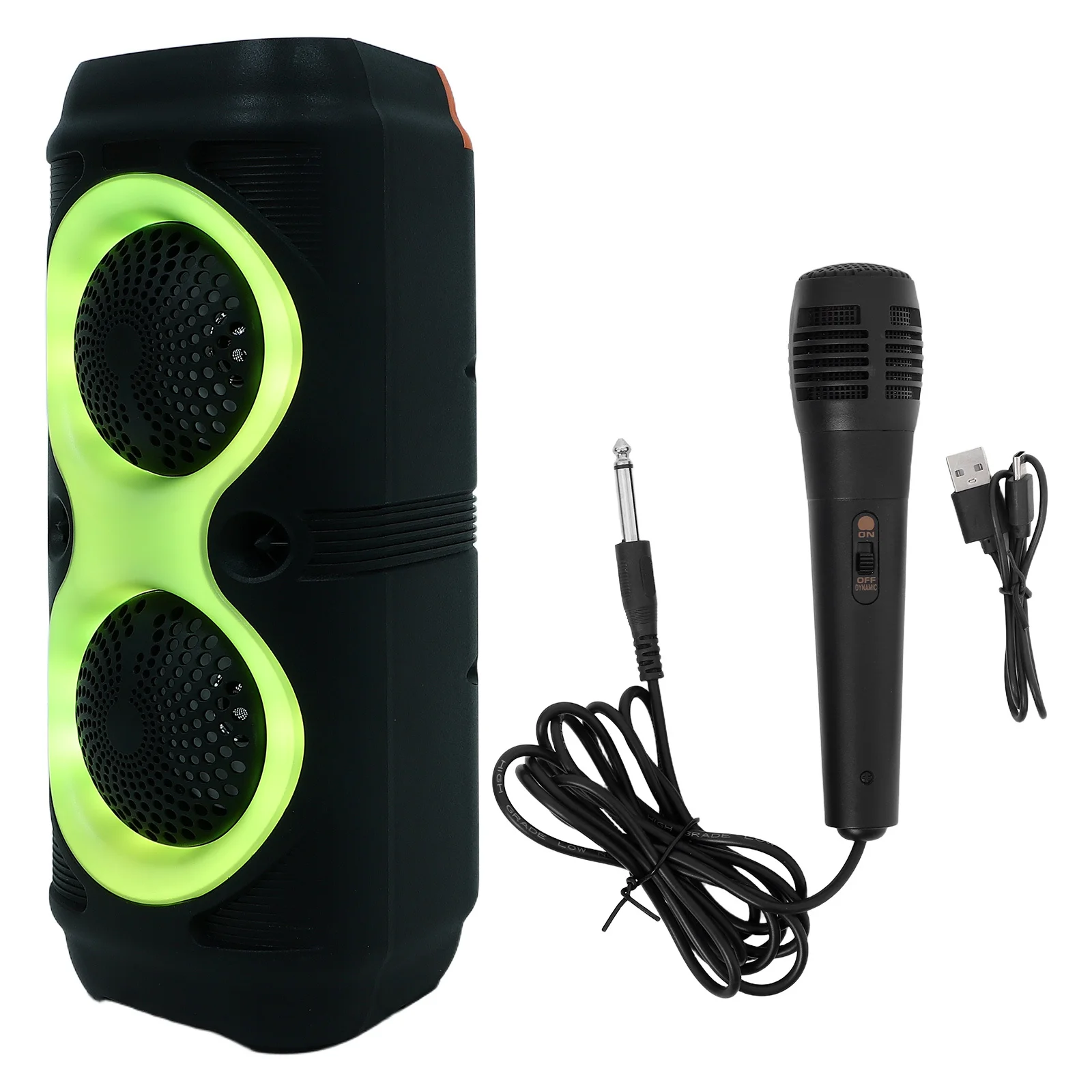

Portable Speaker Mini Wireless with Rgb Lights Deep Bass USB Input Microphone for Party Outdoor Karaoke