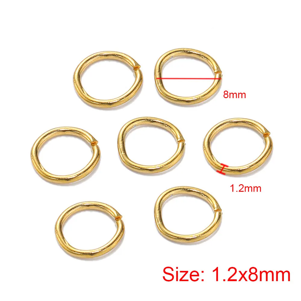 100 Buah Cincin Jump Warna Emas 3/4/5/6/8MM Baja Tahan Karat Cincin Split untuk DIY Membuat Perhiasan Aksesori Cincin Kalung