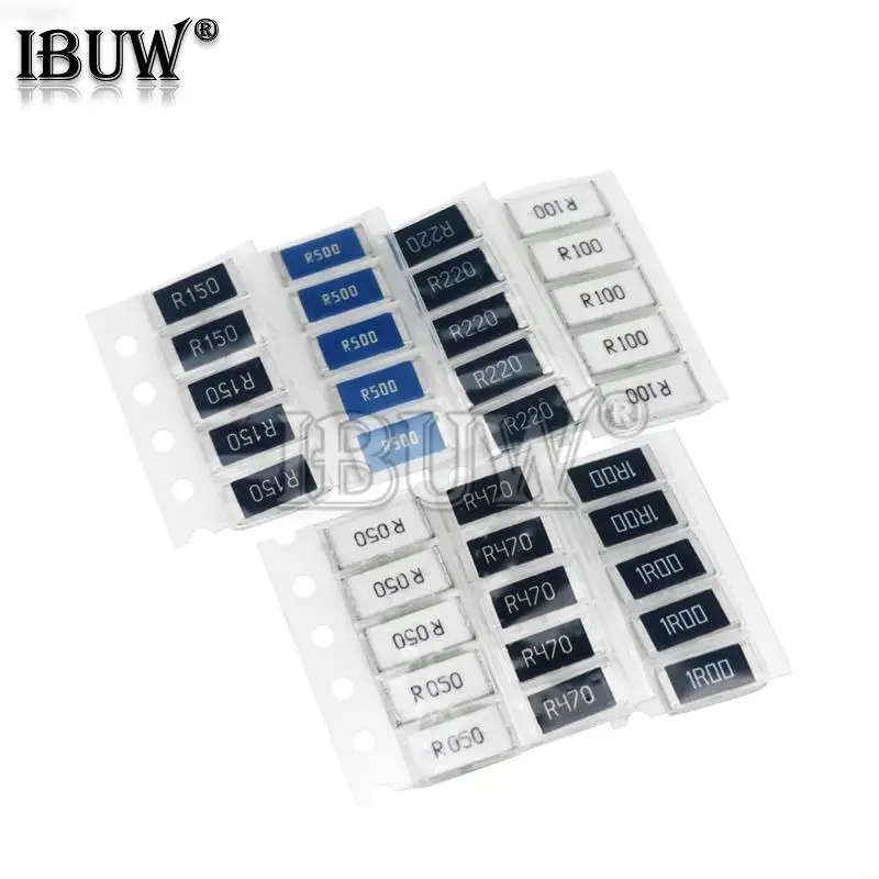 50PCS 1% 2512 SMD Resistor Samples kit 10ValueX5PCS=50pcs 1R00 R500 R470 R330 R220 R200 R150 R100 R050 R010