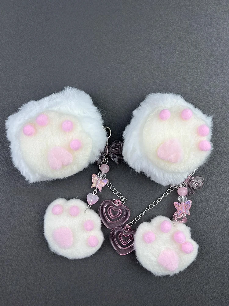 Autumn and Winter Plush Heart Cat Claw Protective Cover for Airpods1/2/3/pro Headset Shell Fashion Jewellery with Bracelet