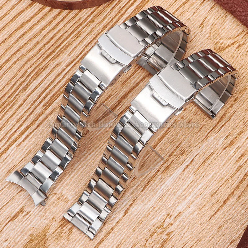 22mm Stainless Steel Watch Band for Seiko Wristband for Rolex Metal Replacement Bracelet Curved End Flat Warch Strap Accessories