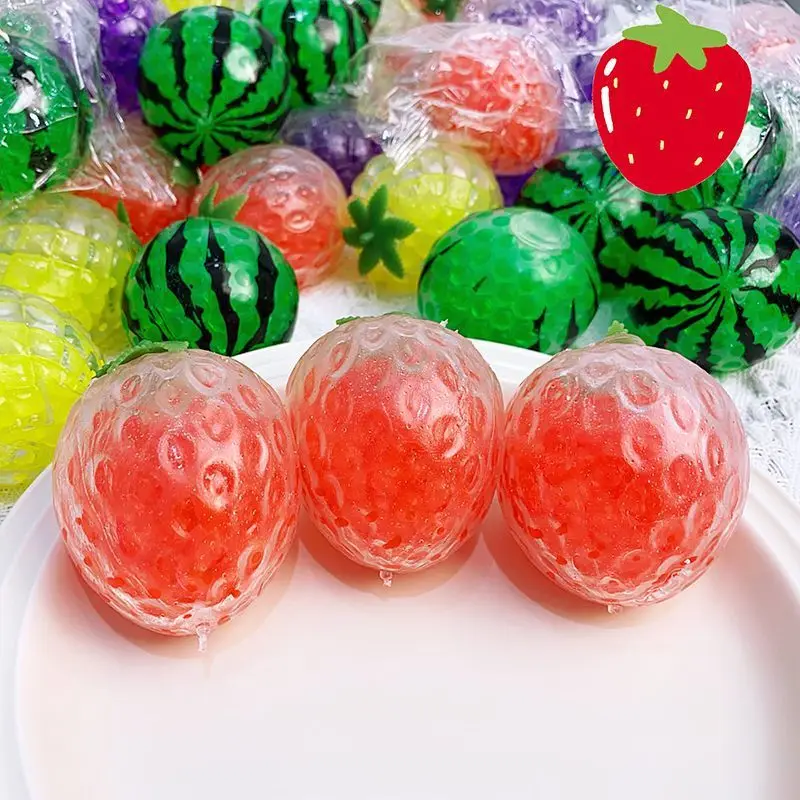 

Summer Cartoon Bead Tomato Strawberry Watermelon Fruit Squishy Fidget Toy Stress Ball Water Ball Kids Holiday Taba Squshy Gift