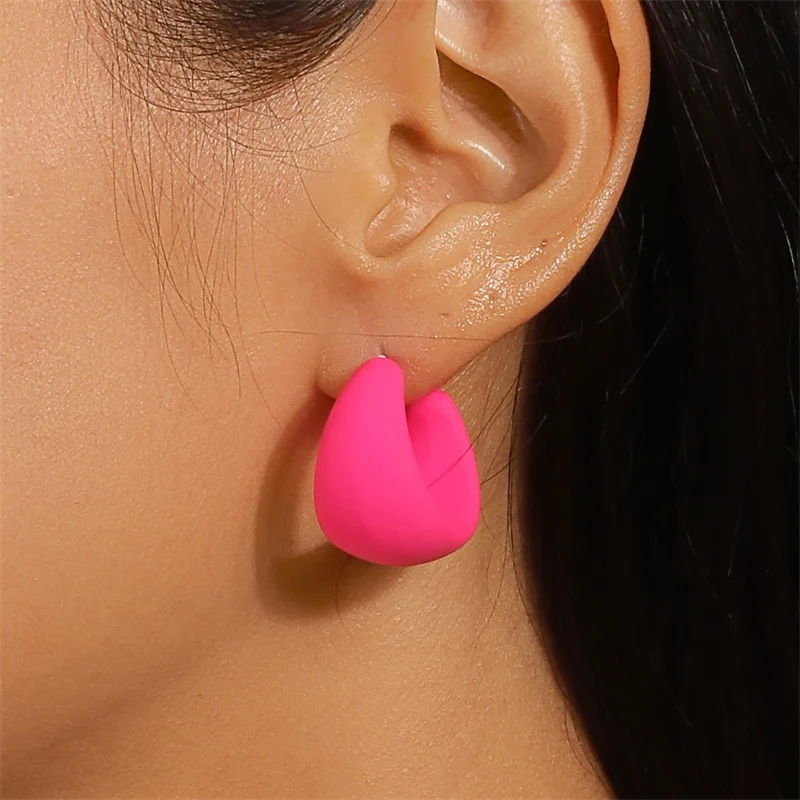 Aihua koreanische bunte Acryl klobige runde Creolen für Frauen einfache geometrische Harz Ohrringe Aussage Schmuck Geschenke – Detail 14
