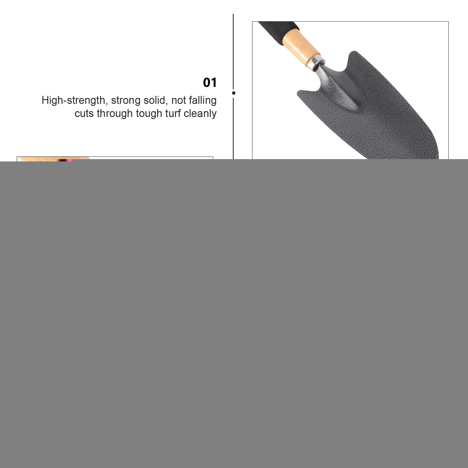 

Garden Shovel Tool Durable Wooden Handle Comfortable Grip Anti Rust Metal Blade Digging Scoop Spade Trowel Planting Border Hand