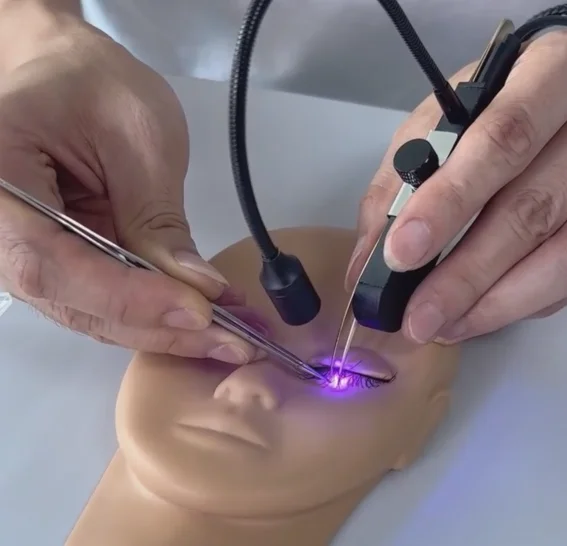 Handheld Uv Led Tweezers Portable Uv Glue Quick Curing with Foot Pedal Fit All Eyelash Tweezer Uv Lash System