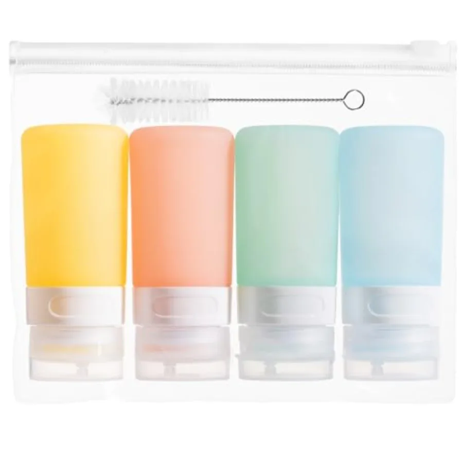 Condiment Squeeze Bottles for Sauces, Mini Silicone Salad Dressing Container to Go with Reusable Sandwich Bag, Leakproof Ketchu