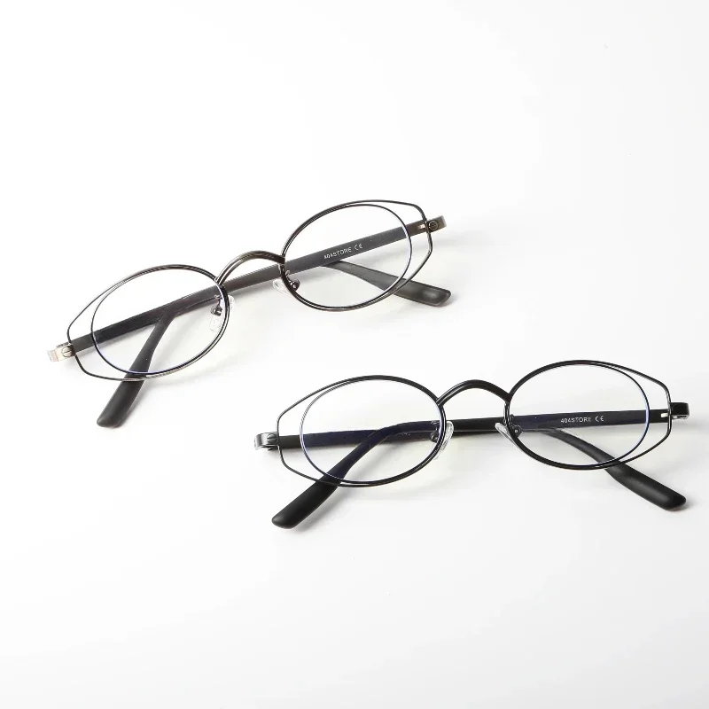 New Women Glasses Frame Fashion Korean Version Retro Double Circle Metal Elliptical Acetate Glasses Legs Myopia  Optics Eyeglass