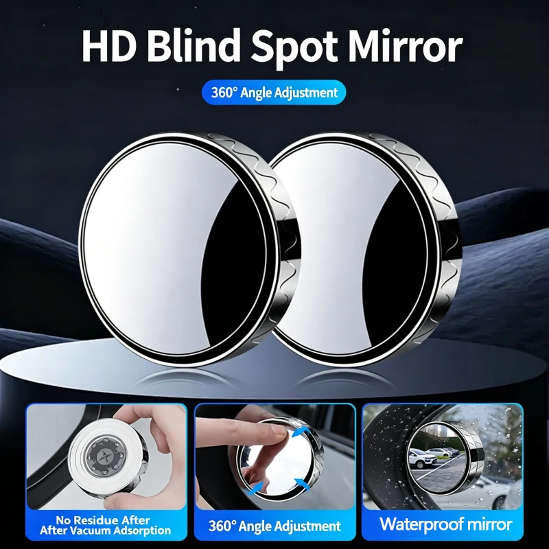 Car Mounted High-Definition Reverse Small Round Mirror Suction Cup Type 360° Rotatable Wide-Angle Blind Spot Mirror Auxiliary R