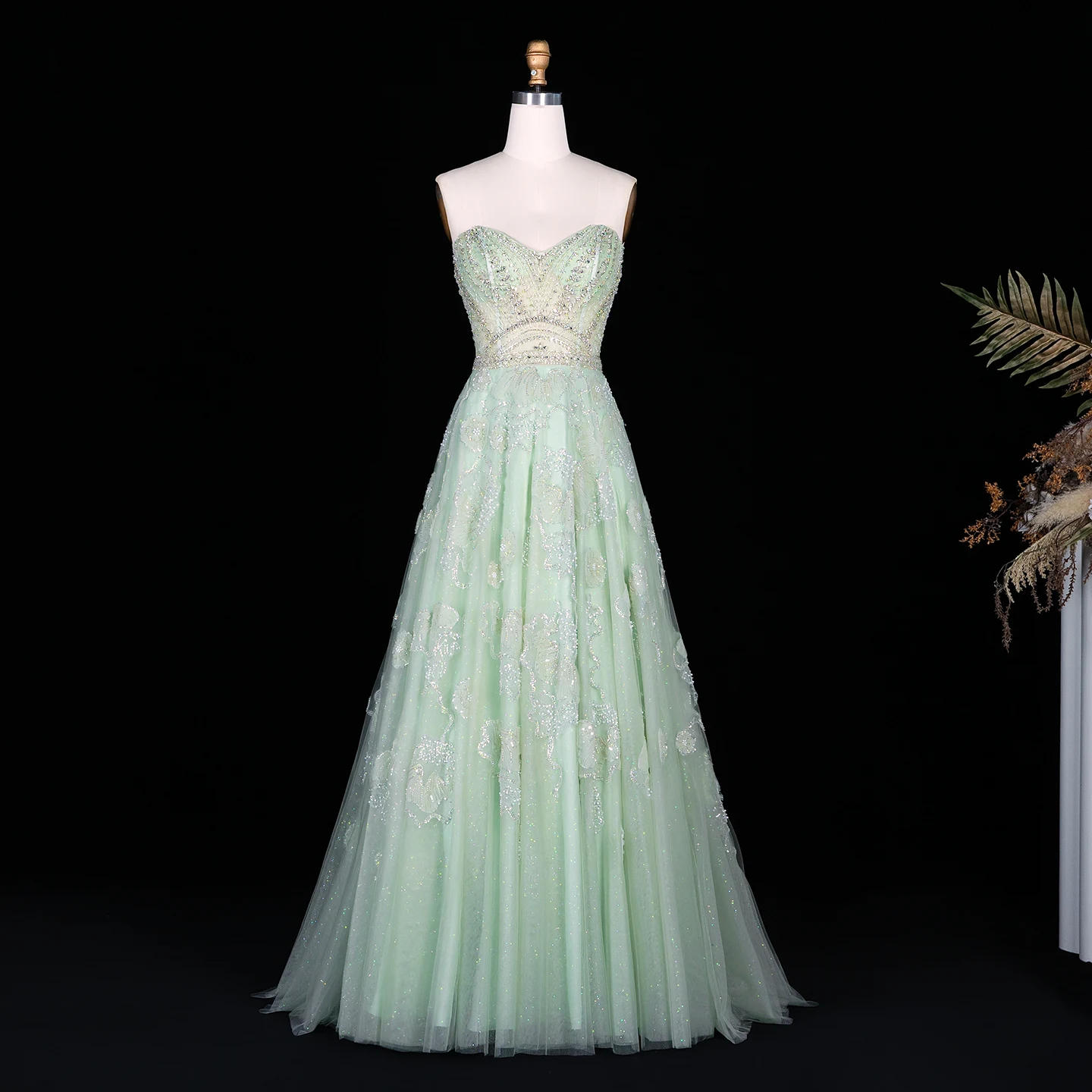 Sharon Said Dubai Luxuriöses Schulterfreies Abendkleid mit Cape-Ärmeln aus Tüll, Arabisches Damen-Hochzeitskleid, Formelle Ballkleider SS754 Maßanfertigung – Detail 7