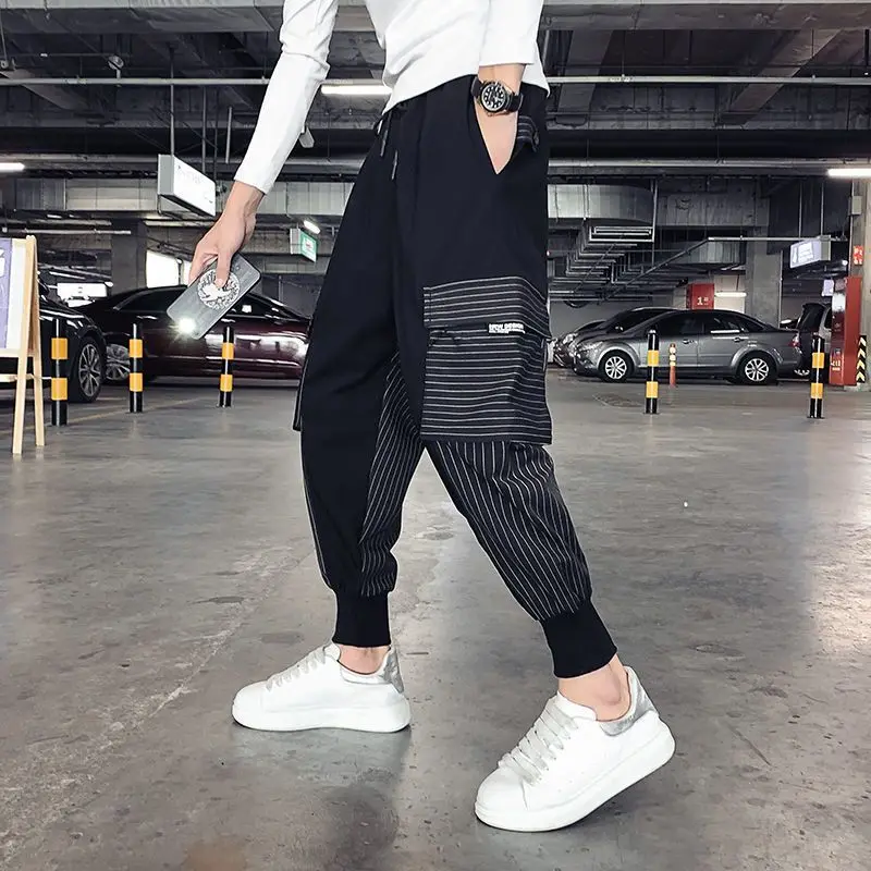 Y2k High Quality Multi Pocket Men\'s Cargo Pants Emo Fashion Trousers Harem Casual Hip Hop Nylon Wide Hiking Slim Summer Slacks S