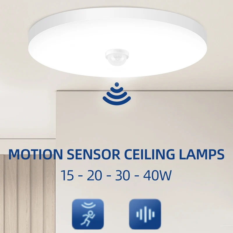 PIR Motion Sensor UFO Ceiling Lamp 15w 20w 30w 40w Automatic Sensor Switch Modern Ceiling Lighting For Corridor Garage 110V 220V