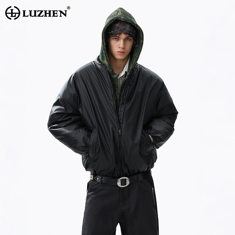 

LUZHEN 2025, новая зимняя однотонная винтажная парка с капюшоном, мужская модная высококачественная красивая повседневная мужская стеганая куртка JY4949