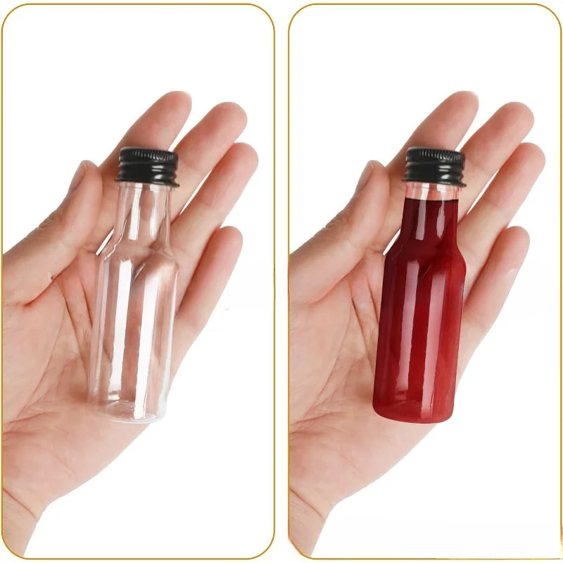 50ml Mini Plastic Liquor Bottles Set, Spirit Bottles Alcohol Shot Bottles with Caps,Kraft Tags with Ropes for Party Water Bottle