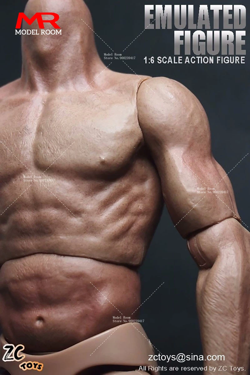 ZCTOYS S001 S002 S005 1/6 Male Muscle Joint Body 12-inch Soldier Action Figure Super Flexible Body Fit 1:6 Neckless Head Sculpts