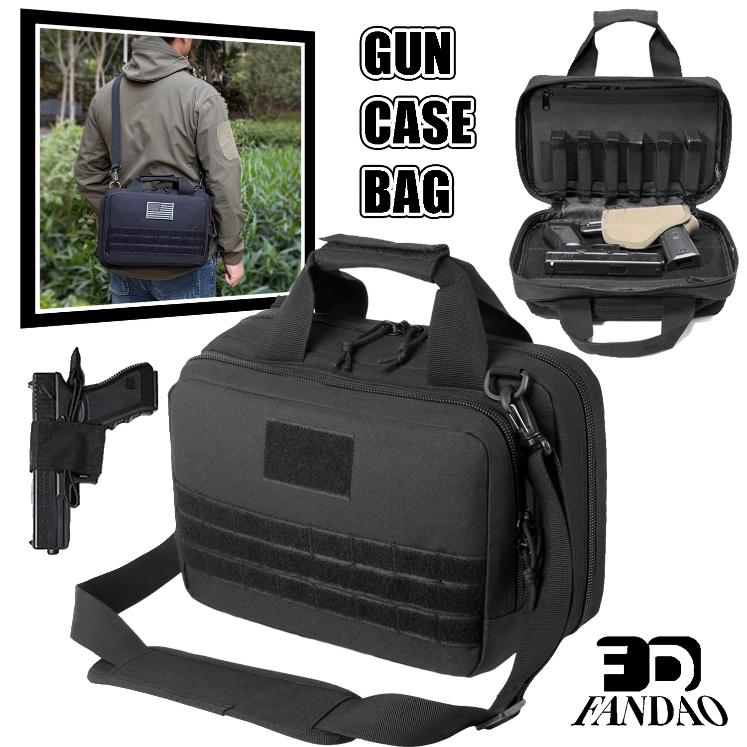 

Gun Case Bag Tactical 1~2 Pistol Bag Shooting Case with Lockable Zipper Shooting Range Outdoor Hunting Universal Holster