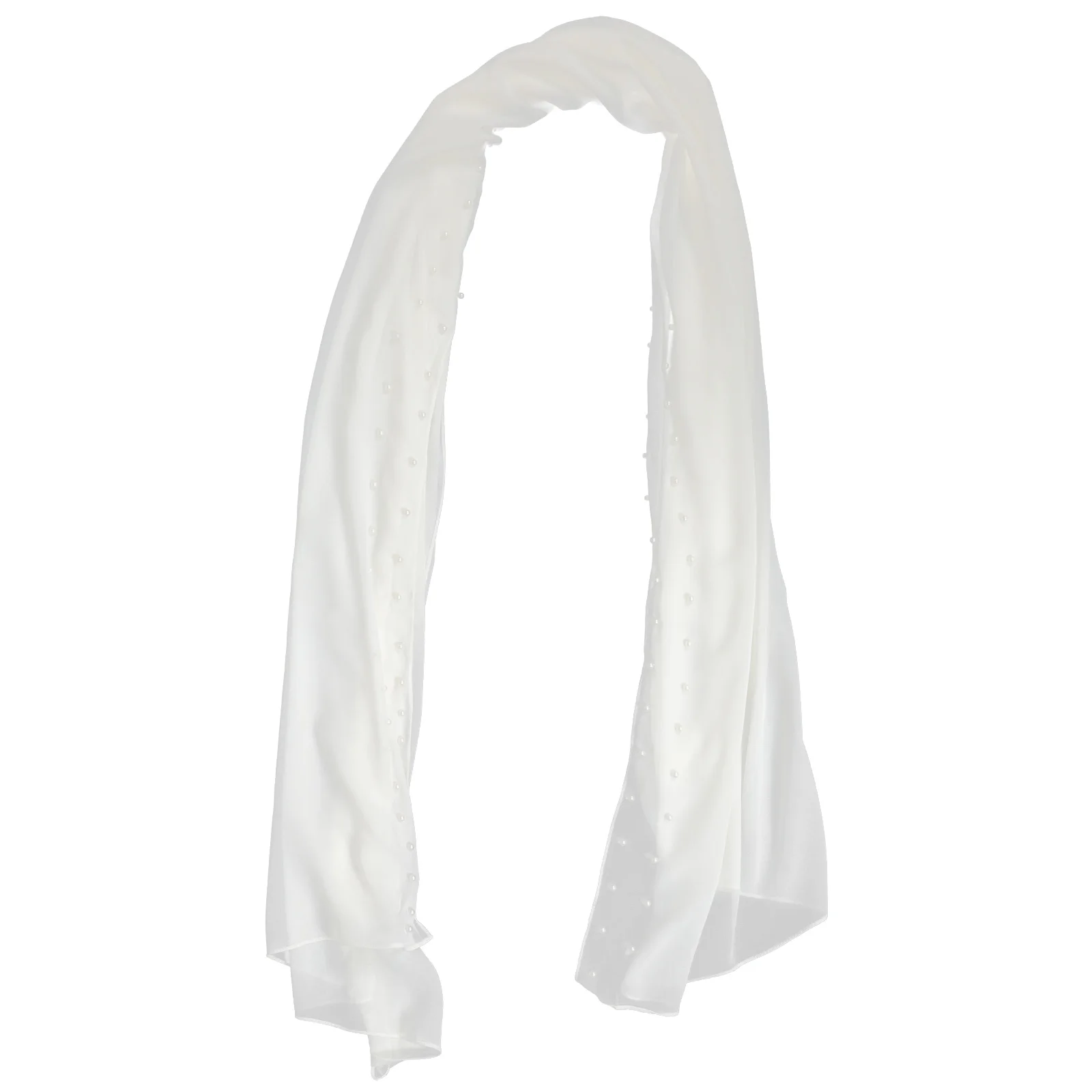 

Pearl Chiffon Headscarf Vintage Beige Plastic Pearls Girls Scarves Women Elegant Neck Scarf Spring Summer Breathable Material