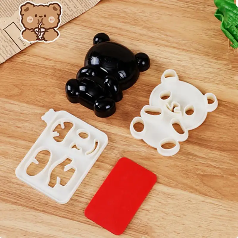 

4 In 1 Baby Panda Sushi Mold DIY Panda Rice Mold Plastic Sandwich Cutter Cake Bread Toast Mold Maker Mould Rice Decor Kits