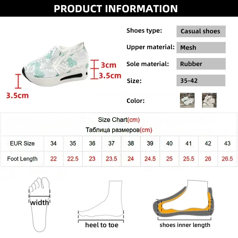 Fashion Embroidery Loafers Shoes for Women 2023 Summer Breathable Mesh Platform Sneakers Woman Comfortable Slip On Casual Shoes