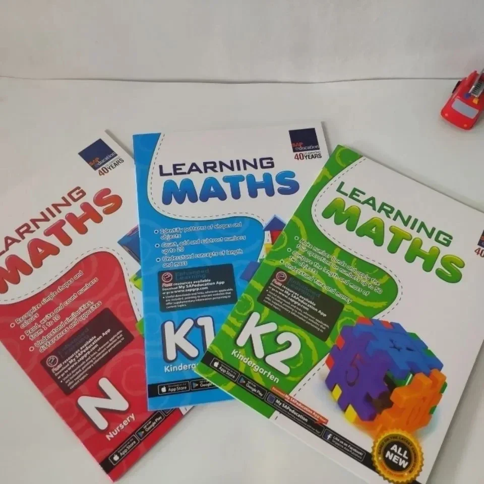 Singapore Matemática Inglês Exercício Livro, 3 Livros, Learning Math N, K1, K2, Kindergarten Series