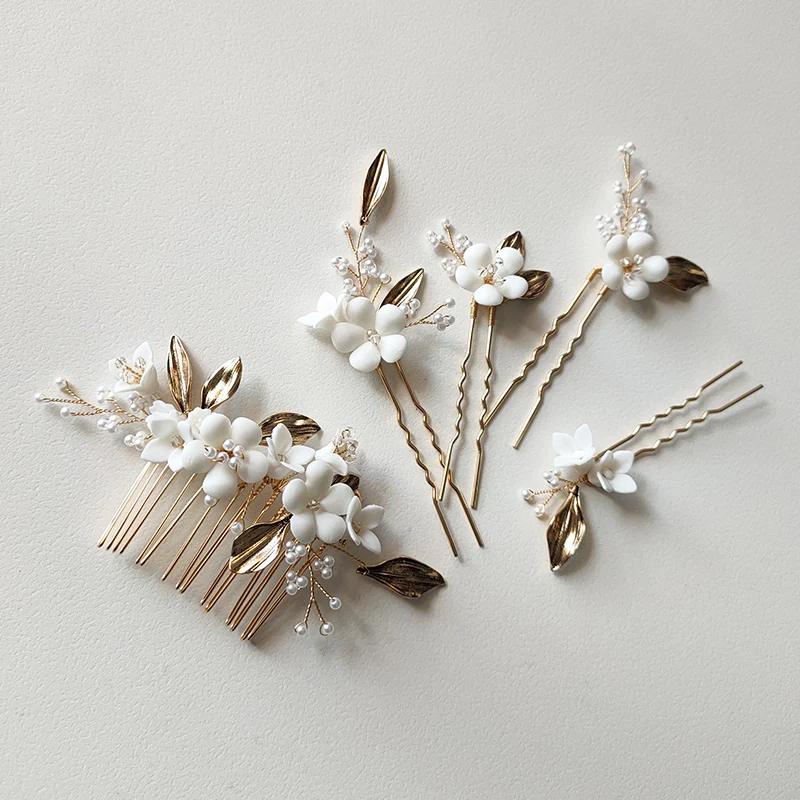 Peigne et épingles en perles de cuir chevelu, accessoires pour cheveux de mariage faits à la main, pièce de sauna pour mariée, accessoire de studio vintage