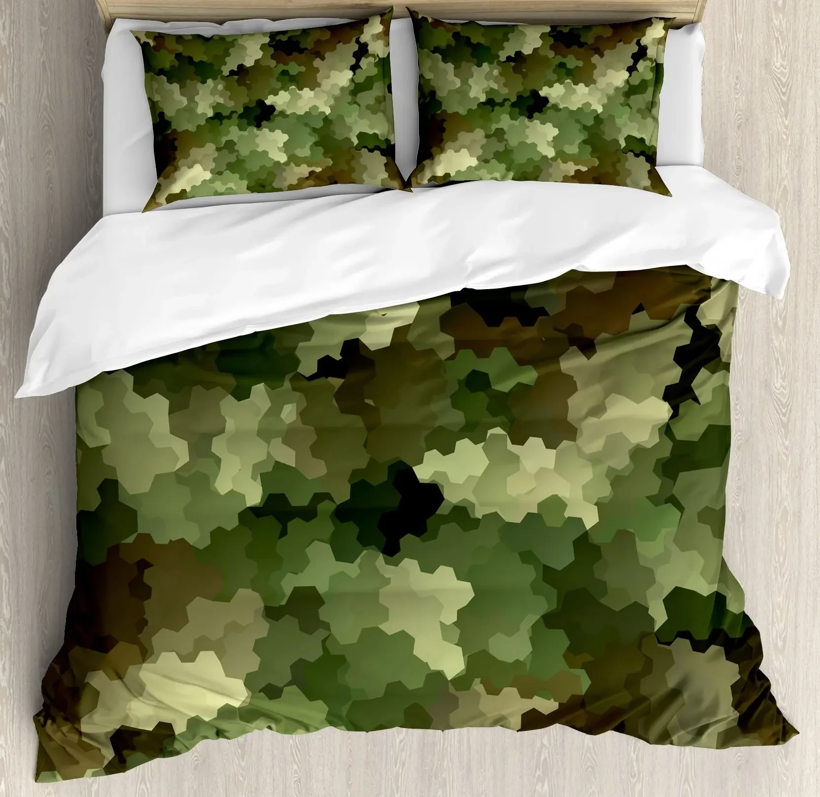 

Camouflage Duvet Cover Set, Abstract Soft Colors Pattern Decorative 3 Piece Bedding Set with 2 Pillow Sham, Twin King Full Size