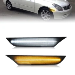 For Infiniti G35 Nissan Skyline V35 Sedan Clear & Smoked Lens LED Side Marker Lamp Amber Turn Signal With White DRL Lights