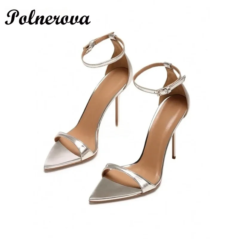 

Pointy Toe Stiletto Heel Sandals Ankle Buckle Pumps Novelty Designer Elegant Ladies Banquet Party Heels Zapatos Para Mujere