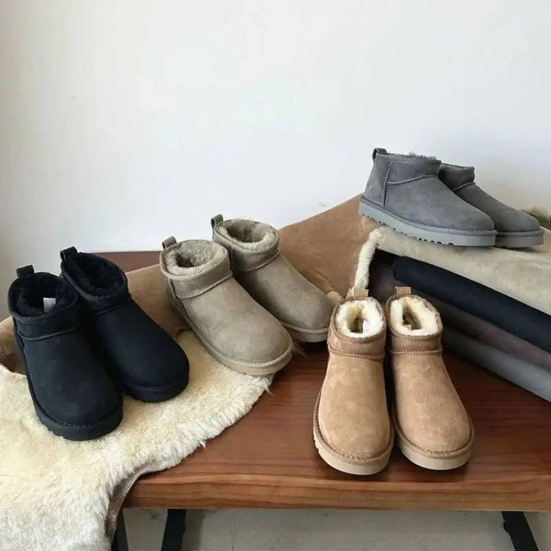 

Classic Mini Botines De Mujer Genuine Leather And Wool Snow Boots Women's Winter Shoes With Fleece Warmth fur Short Boots