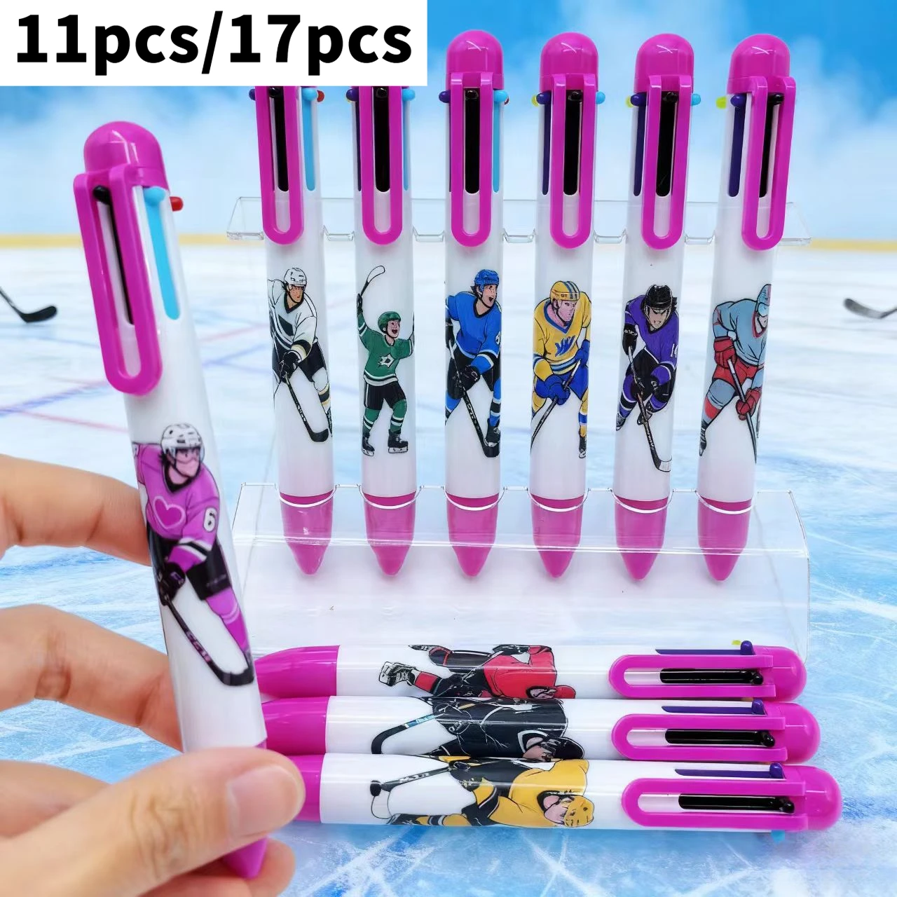 

11 шт./17 шт., многоцветная шариковая ручка для хоккея на льду, шариковая ручка для хоккейного пресса, подарочная ручка «шесть в одном»