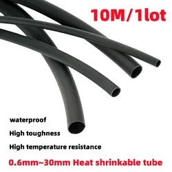 10 METER/LOT BLACK 0.6mm 0.8mm 1mm 1.5mm 2mm 2.5mm 3mm 3.5mm 4mm 5mm 6mm 7mm 8mm 9mm 10mm 11mm 12mm 13mm Heat Shrink Tubing Tube