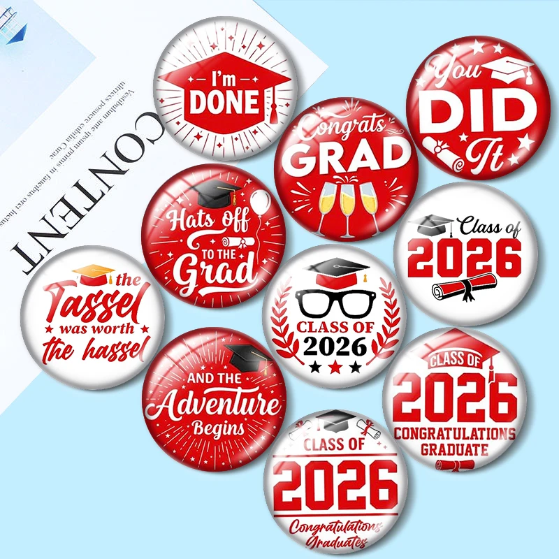 2026 Graduation Season Gifts10pcs 12mm/18mm/20mm/25mm Round photo glass cabochon demo flat back Making findings