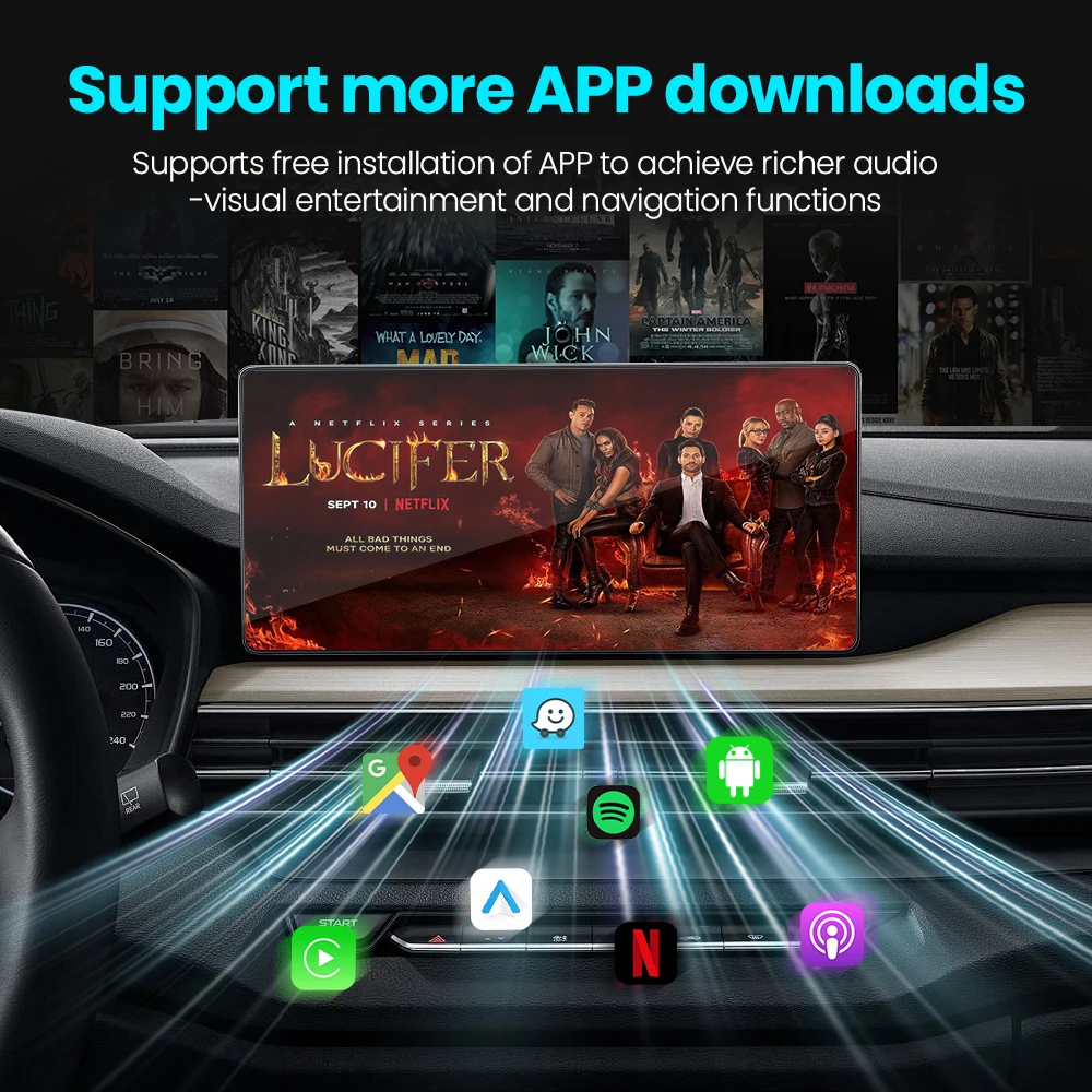 أندرويد 14 CarPlay HDMI مخرج Ai Box لاسلكي CarPlay أندرويد أوتو لنيتفليكس يوتيوب لأودي بنز مازدا تويوتا VW