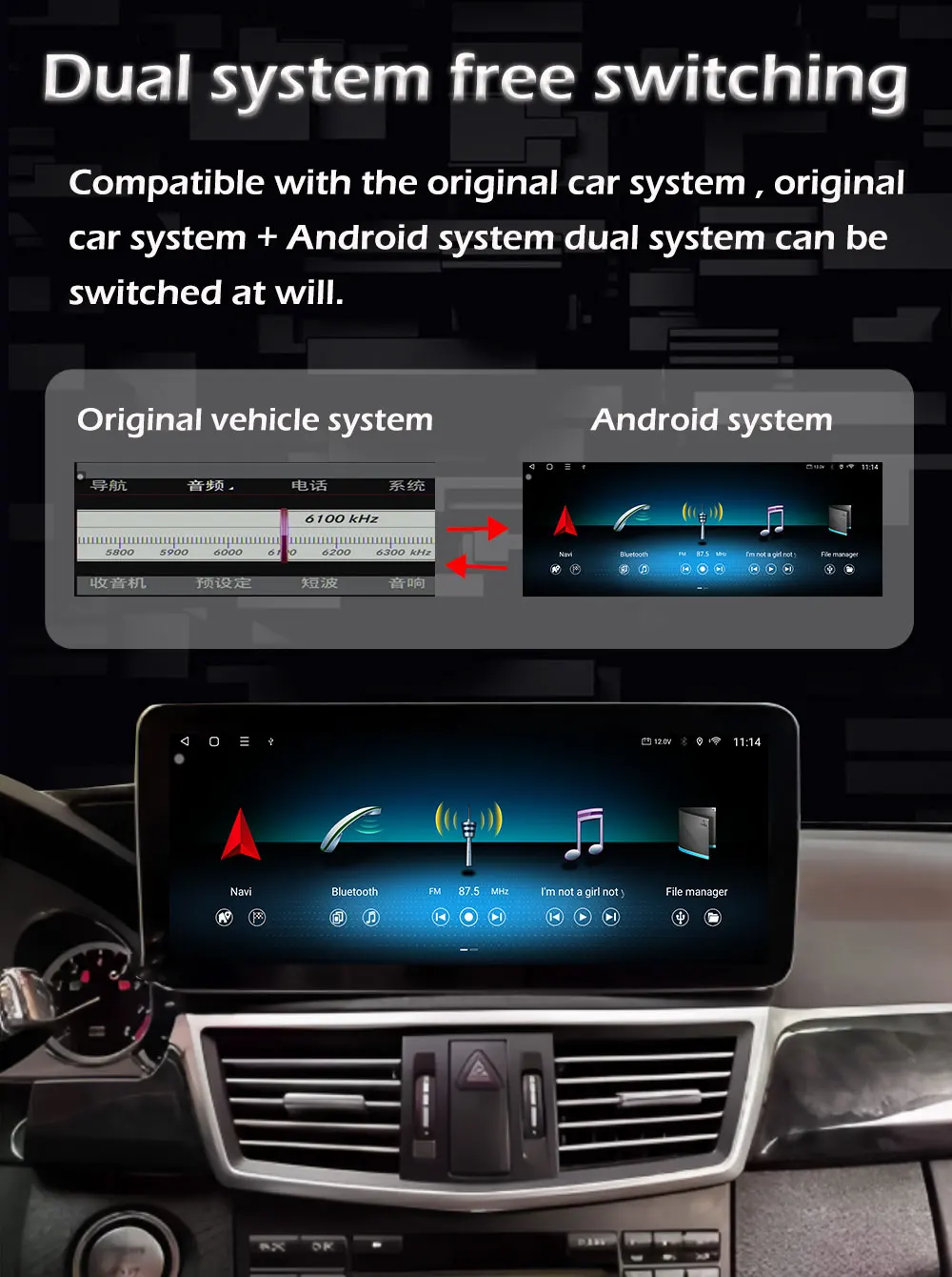 Android 16 GPS BT Für BENZ A-KLASSE CLA GLA W176 2012 - 2018 Kabelloses Carplay 4G Auto-Videoplayer QLED HD Bildschirm Autozubehör – Detail 5