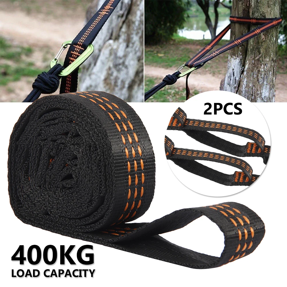 2/4Pcs Hammock Straps Special Reinforced Polyester Straps For Outdoor Camping Black Hammock Straps High Load-bearing Rope Strap