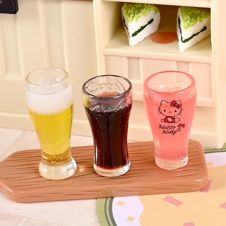 

100pcs Cute Resin Miniature Hello Kitty Beer Cup DIY for Refrigerator Doll House Kitchen Decoration Accessories