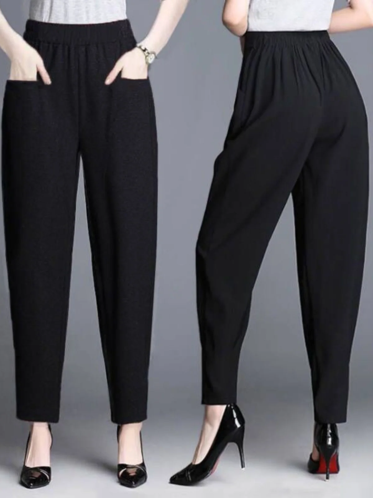 女性の Fce 裏地付きハーランパンツルーズカジュアルハイウエストパンツ韓国 Sle 秋冬新着プラスサイズ