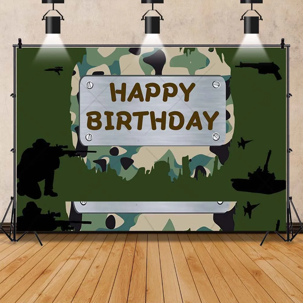 Military Fan Camouflage Soldier Army Boy Gifts Birthday Party Banner Backdrop Custom Baby Kid Room Photo Poster Decor Background