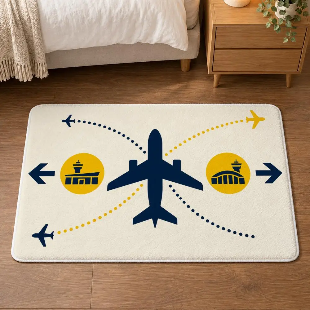 Arrivals Departures Floor Mat Flannel Rug Soft Non Slip Door Mat for Bathroom Bedroom Entryway Home Decor Gift