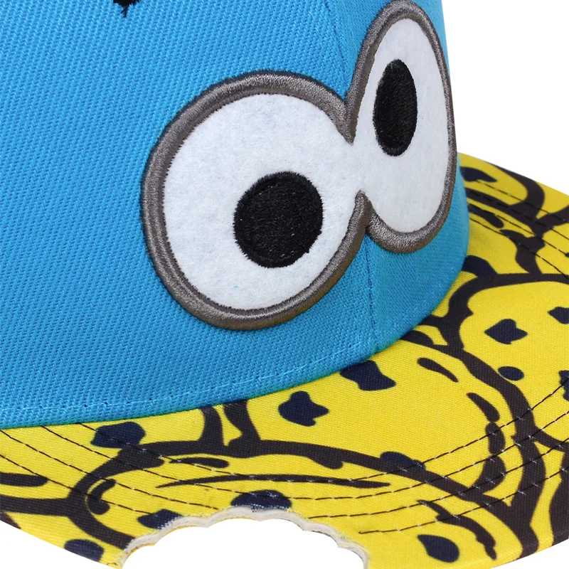 Difuzed Baseball Cap Cartoon Big Eyes Cookie Bite Blue Snapback Hat Adults Outdoor Travel Adjustable Sun Hats Sports Trucker cap