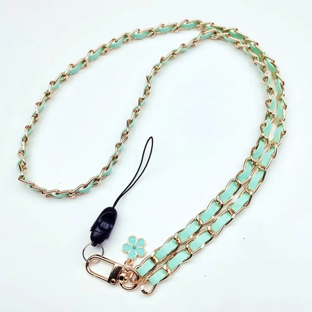 

PU Leather Mobile Phone Strap Metal 45cm(17.72in) Mobile Phone Hanging Rope Metal Leather Chain for Phone Hanging