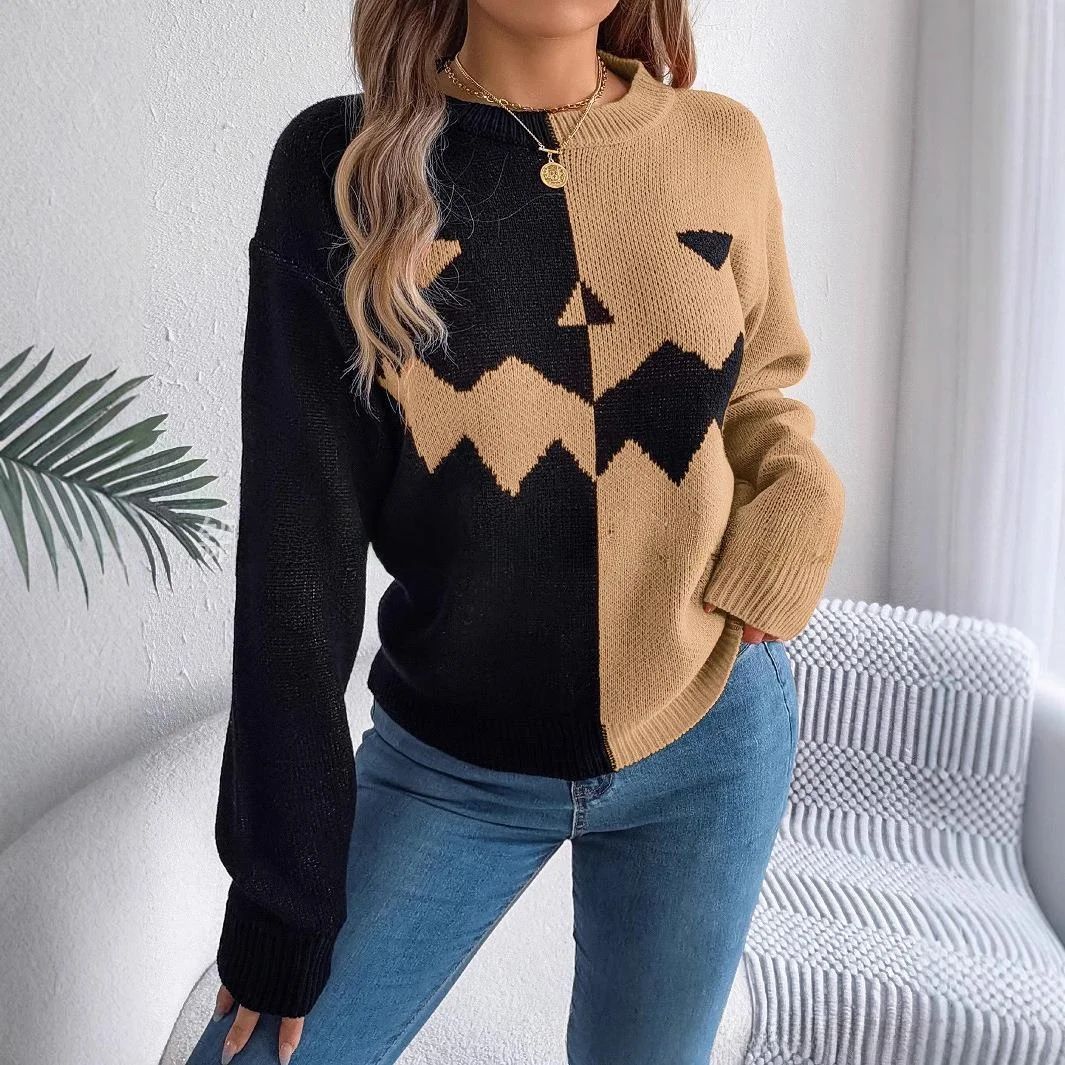 Halloween Ghost Pumpkin Long Sve Hoodie Pullover Polyesterfaser Winter Damen Faion Casual Bequemes warmes Top