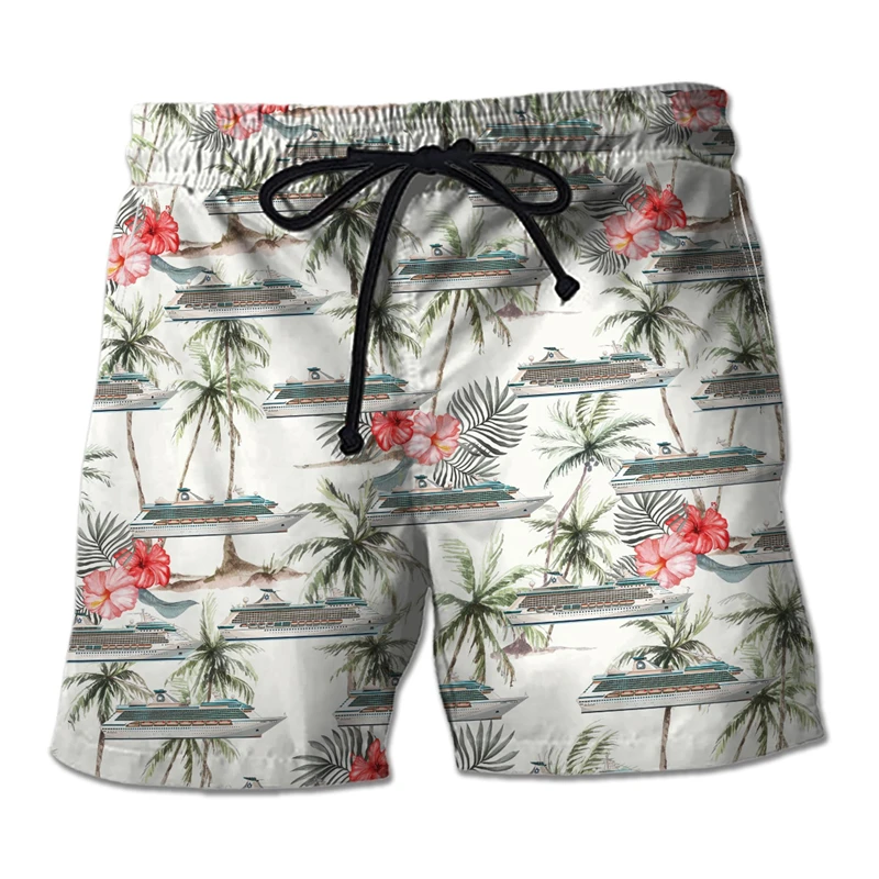 Cruise Ship Vacation Graphic Bermudas Summer Hawaiian Short Pants For Men Clothes Big Boat Beach Shorts Aloha Trunks Boardshorts