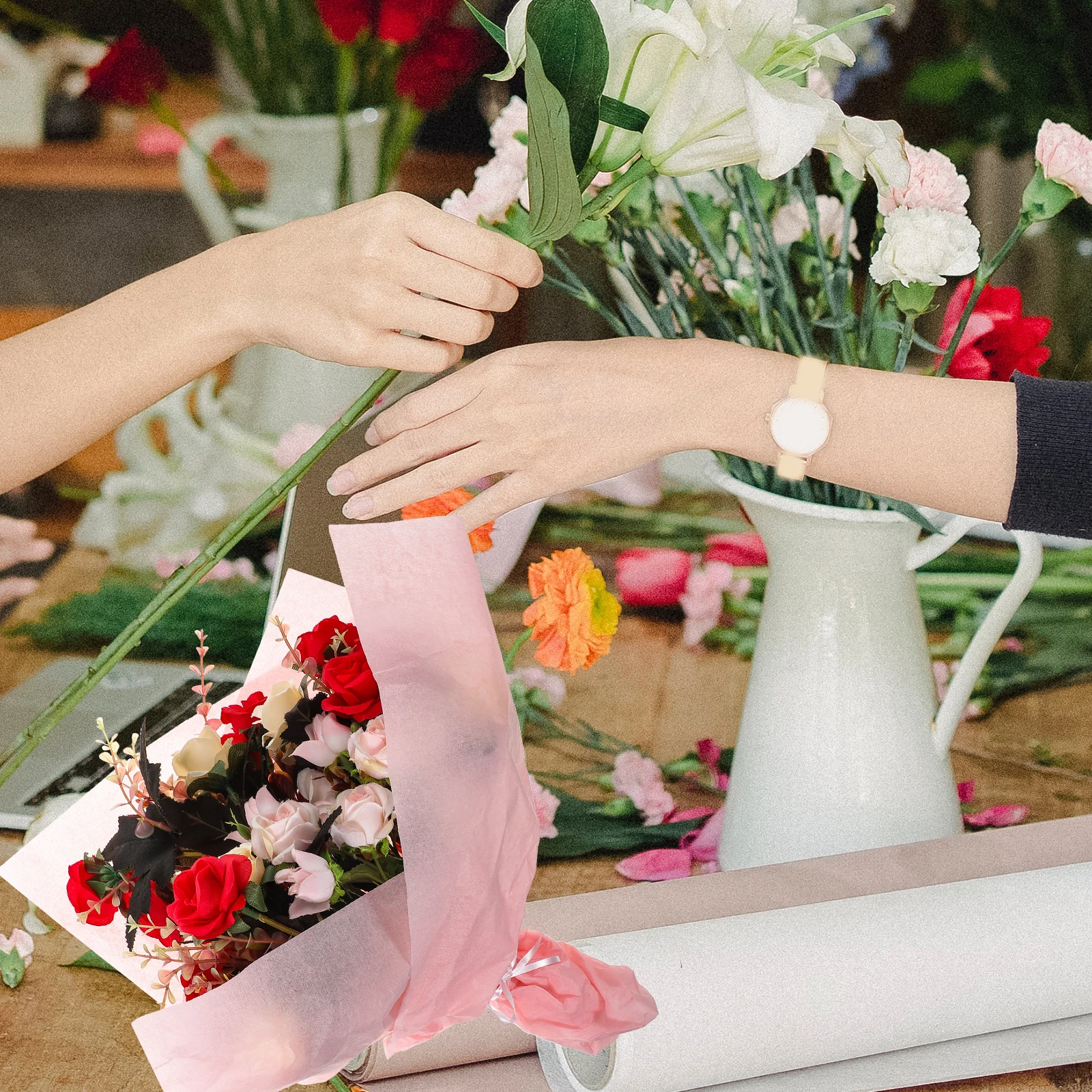 

120 Sheets Gift Wrapping Paper Floral Packing Material for Bouquet DIY Craft Projects Flower Wraps and Seasonal Gifting Supplies