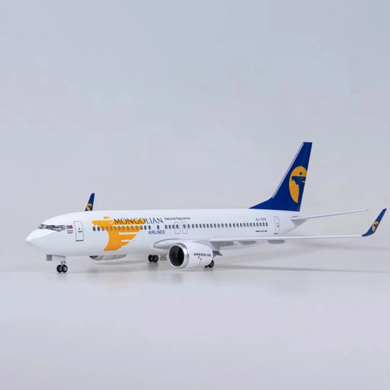 

1:85 Scale Aircraft Mongolia Airways B737 Model Plane 47cm Resin Diecast Airplanes With LED Lights & Stand Aviation Souvenir Toy