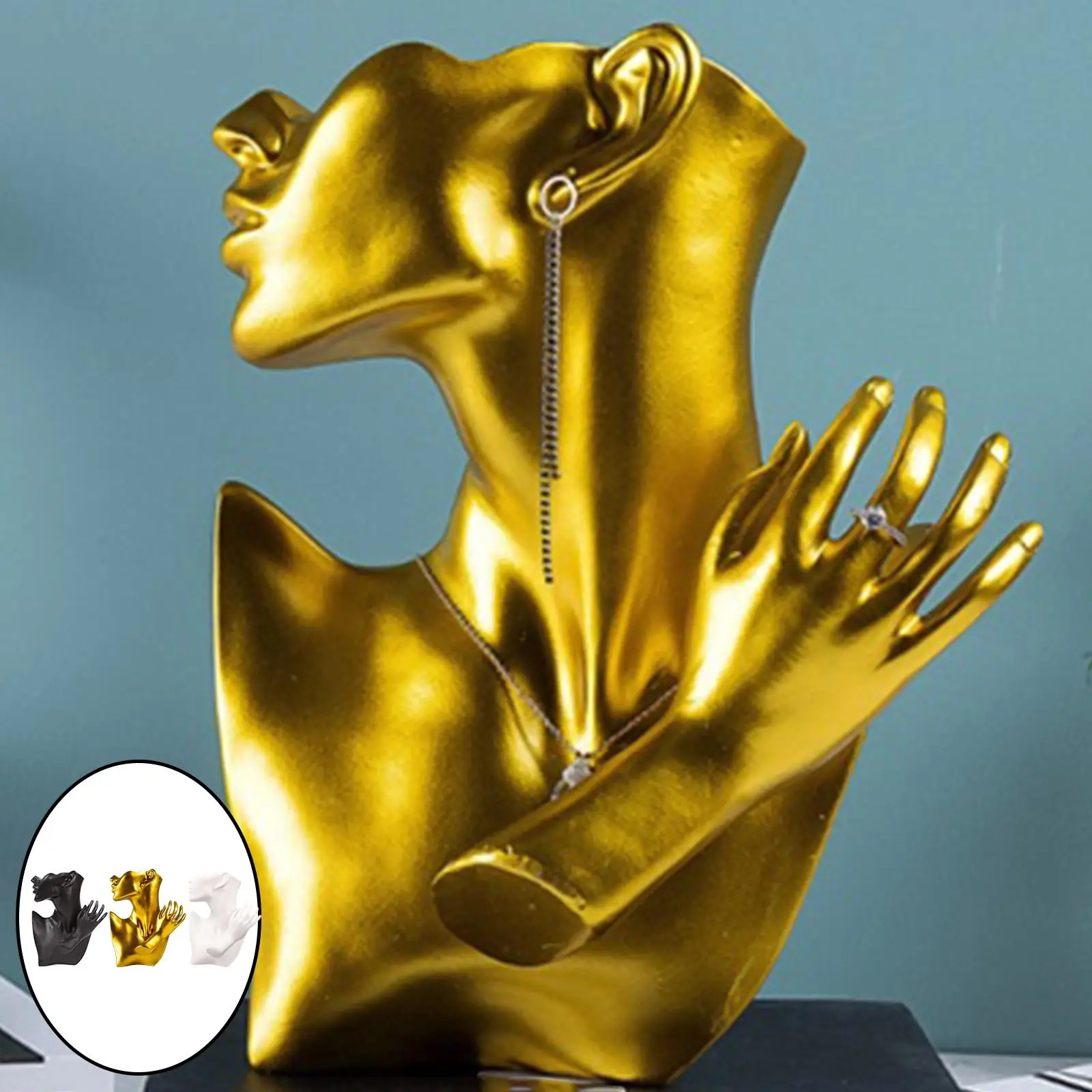 Jewelry Mannequin Bust Display Compact for Necklace Earring Rings Bathroom