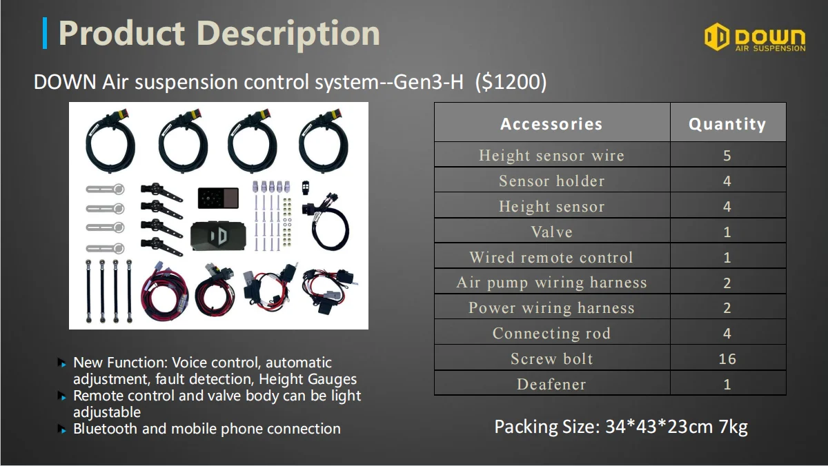 Universal 3rd Gen Air Suspension Control System with Ride Height Sensor for Sedan & SUV